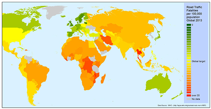Map 1. Global Road Traffic Fatalities 2013