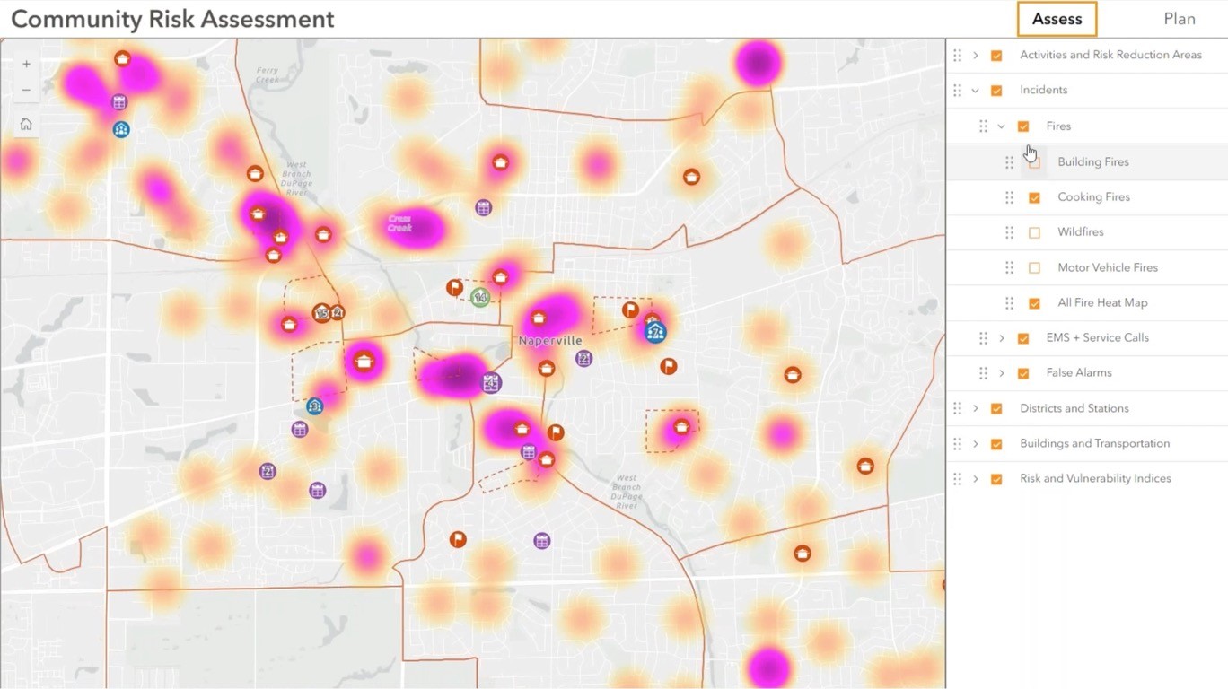 Community risk assessment heat map Esri 