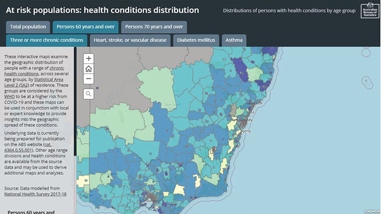 ABS health conditions distribution map