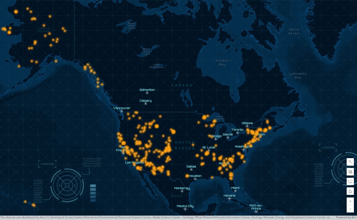 US Critical Mineral Locations in ArcGIS Online