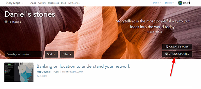 Check stories in story maps