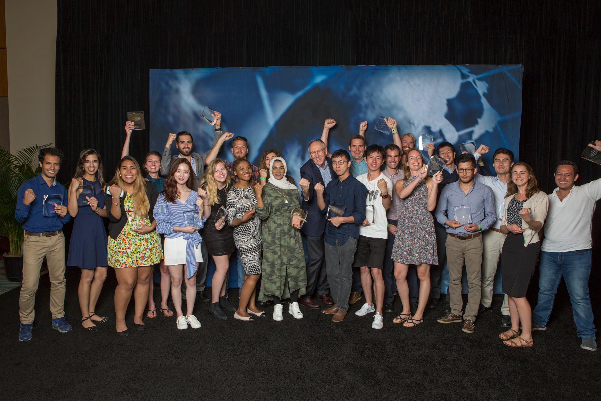 Jack Dangermond with the 2017 Esri Young Scholars 