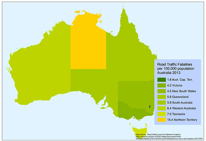 Map 2. Australian Road Fatalities 2013