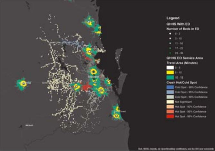 Map 2: Emergency department service area and capacity.