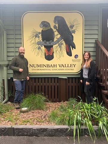 Numinbah Valley Environmental Education Centre educator Benjamin Kober and Esri Australia Education Program Manager Jennah Williams