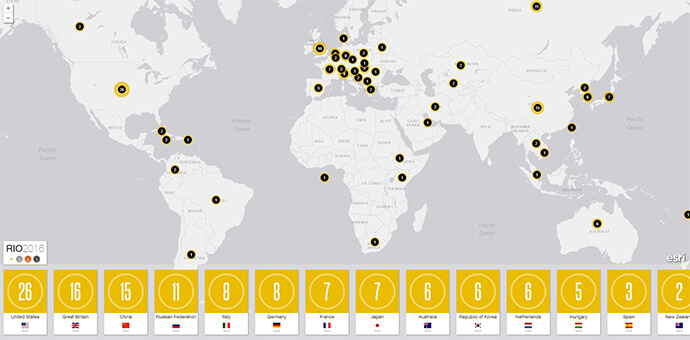 Interactiv Olympic medal tally map 