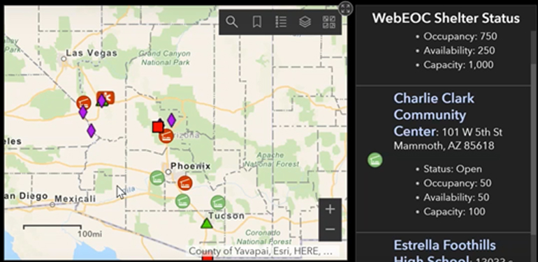 WebEOC critical incident data for emergency operations