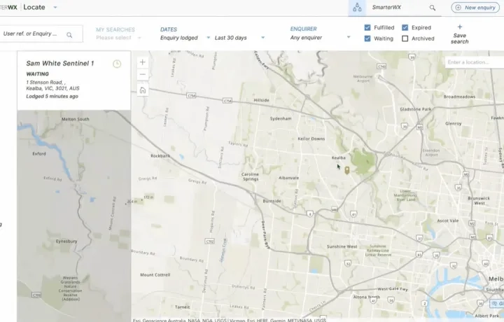 SmarterWX Locate screen
