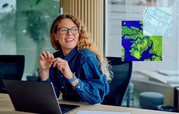 Person learning ArCGIS web app skills on their laptop