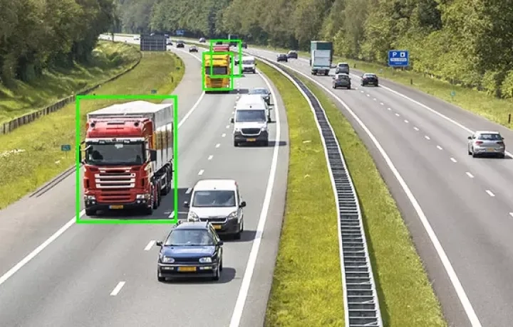 Cars and trucks on road