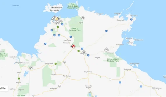 Current bushfires in Northern Territory