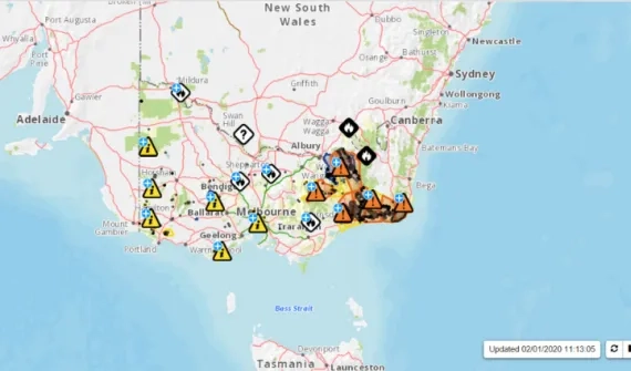 Curret bushfires in Victoria