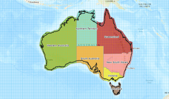 Historical subdivision of Australia education card