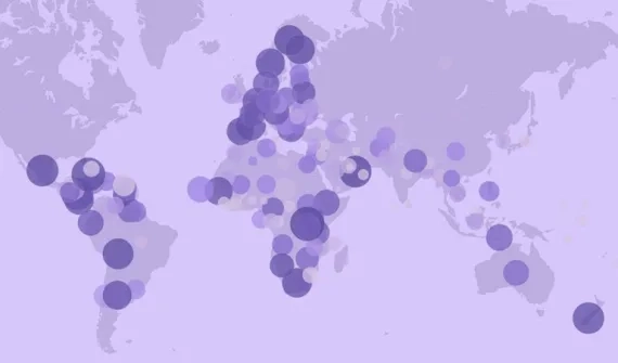 Map of percentage of women in parliament