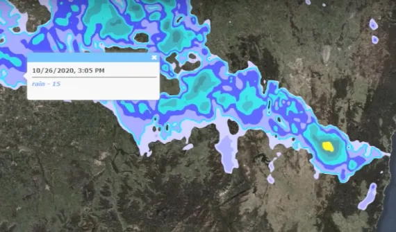 BOM weather data recorded on a map