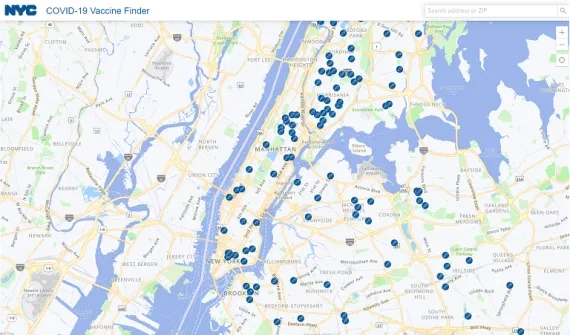 NYC vaccine finder dashboard