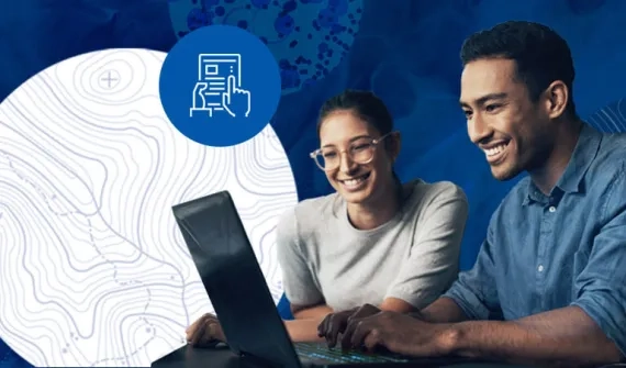 Man and woman working at laptop