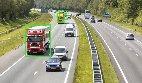 Cars and trucks on road