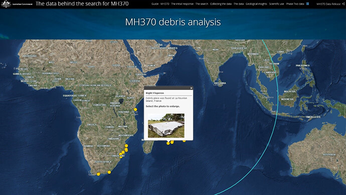 Geoscience Australia Story Map - debris locations