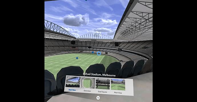 Checking out the view in Etihad Stadium, Melbourne in ArcGIS 360 VR